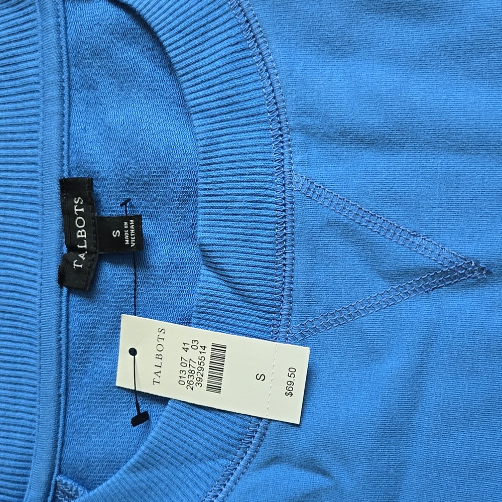 NEW Talbots Blue Terry Sweatshirt S - Picture 2 of 4